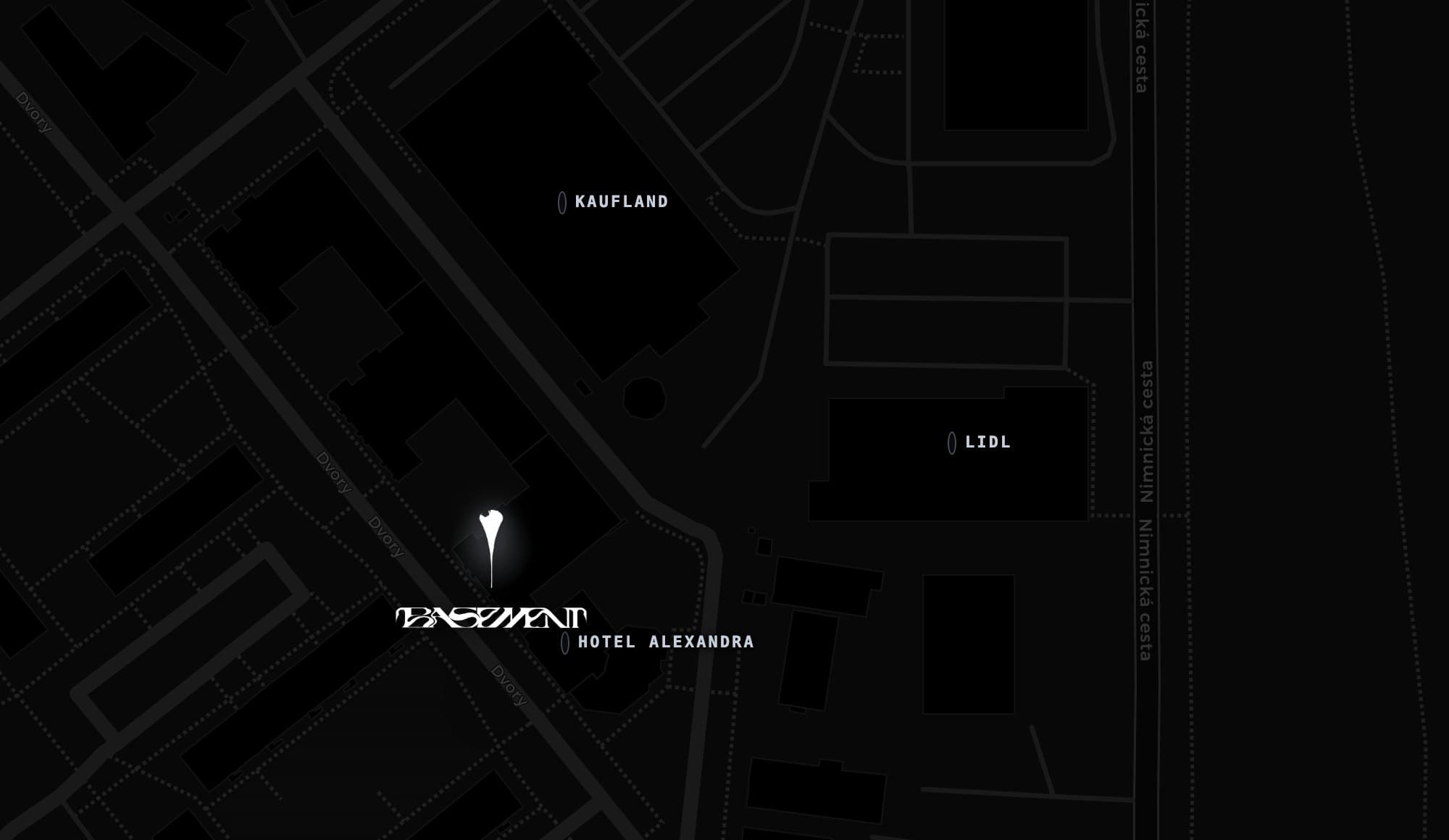 Mapa — BASEMENT Barbers, Dvory 1931/12, Púchov