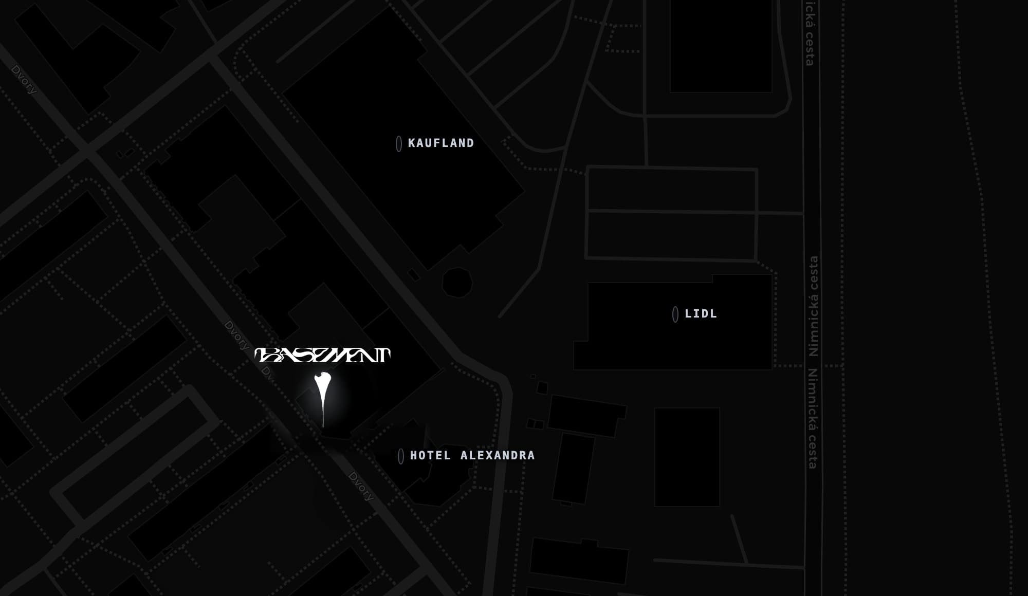 Mapa — BASEMENT Barbers, Dvory 1931/12, Púchov